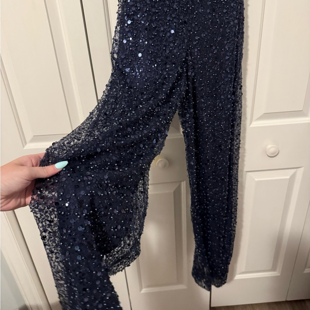 Christina Wu Midnight Sequin Jumpsuit - Picture 4 of 8